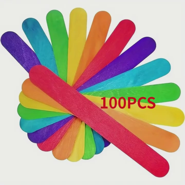 Renkli Dil Çubuğu Abeslang Dondurma Ağda Çubuğu 100 Adet Ahşap Dil Baskı Çubuğu Buzlu Şeker, Model Yapım ve El işi projeler Çubuğu
