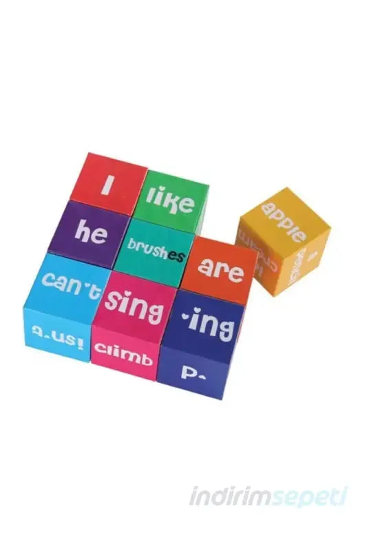 Renkli Ahşap Eğitici ingilizce Öğreniyorum Küpleri Özel Kutusu - Indirimsepeti