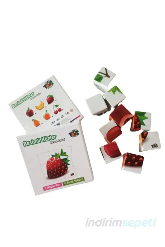 Renkli Ahşap Eğitici Meyveleri Öğreniyorum Küpleri Özel Kutusu Ile - Indirimsepeti