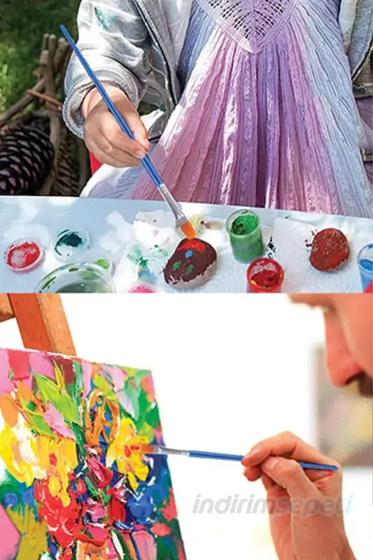 Renkli Fırça, 4'lü Ponpon Fırça, 1 Adet Zemin Fırça - Indirimsepeti