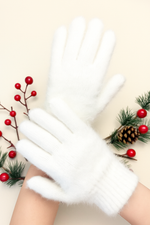 Beyaz Eldiven Yumuşak Peluş Kadın Eldiven Termal Isı Koruma, Esnek ve Parmaklı Günlük Dış Mekan