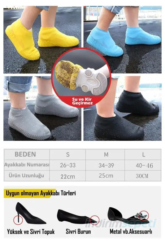 Silikon Yağmur Koruyucu Ayakkabı Kılıfı Su Kir Geçirmez
