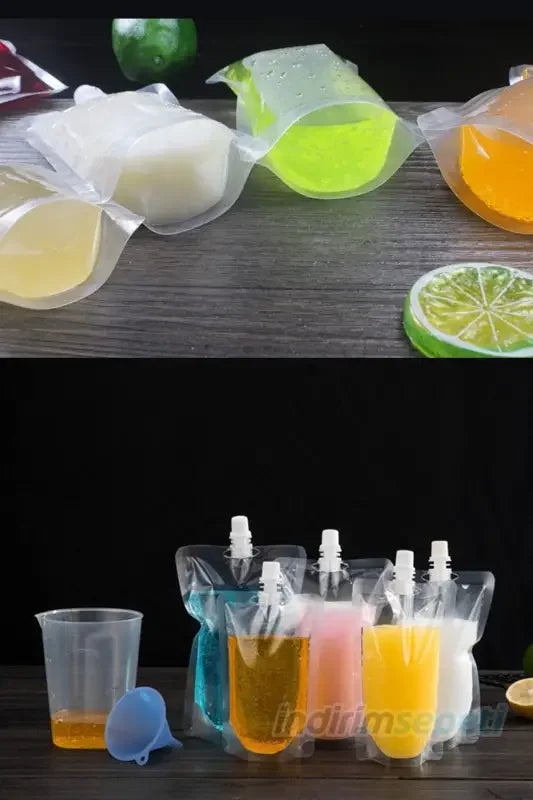 Sıvı Kuru Gıda Poşeti Yıkanabilir Kapaklı 5 Adet Desenli - Indirimsepeti