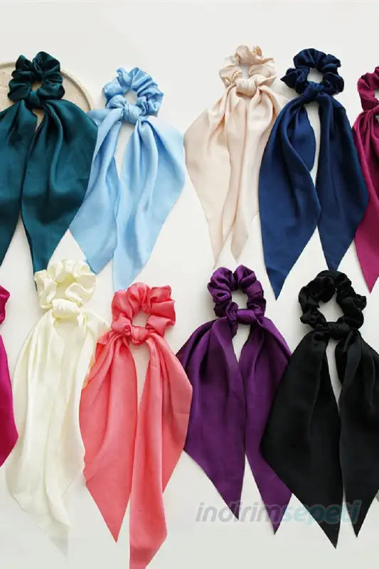 Toka Simit Lastikli Kuyruklu Saten Fular Lastik Toka Saç Aksesuar Siyah - Indirimsepeti