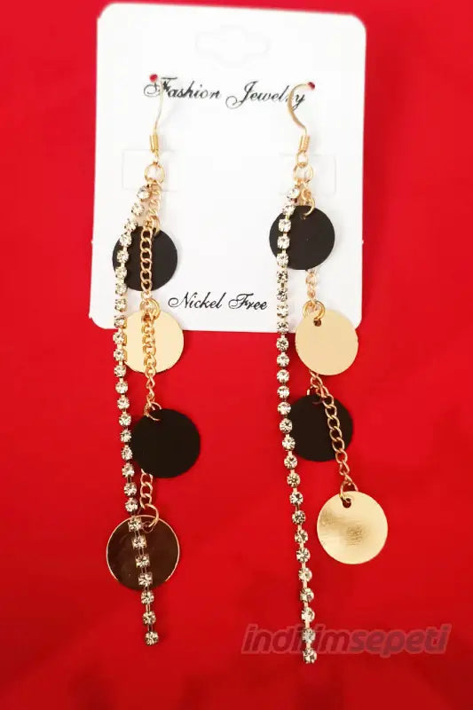 Zincir Küpe Daire Yuvarlak Figürlü Şerit Zirkon Taşlı 2'li Set 11 cm - Indirimsepeti