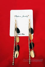 Zincir Küpe Oval Figürlü Şerit Zirkon Taşlı 2'li Set 11 cm - Indirimsepeti